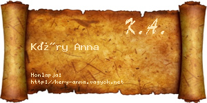 Kéry Anna névjegykártya